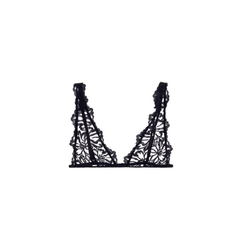 Zara LACE TRIANGLE BRA. Black. Size XL. New with Tags.